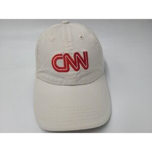 CNN Cable News Network Est 1980 Strapback Adjustable (Fits Small) Hat Cap Beige